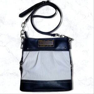 Chaps Colorblock Black & White Faux Leather Crossbody